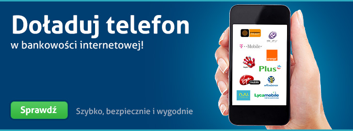 Doładuj telefon w bankowości internetowej